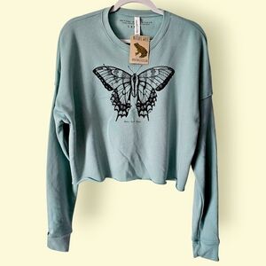 Nature Walk Studio Pinned Papilionidae Cropped Sweatshirt - Size L